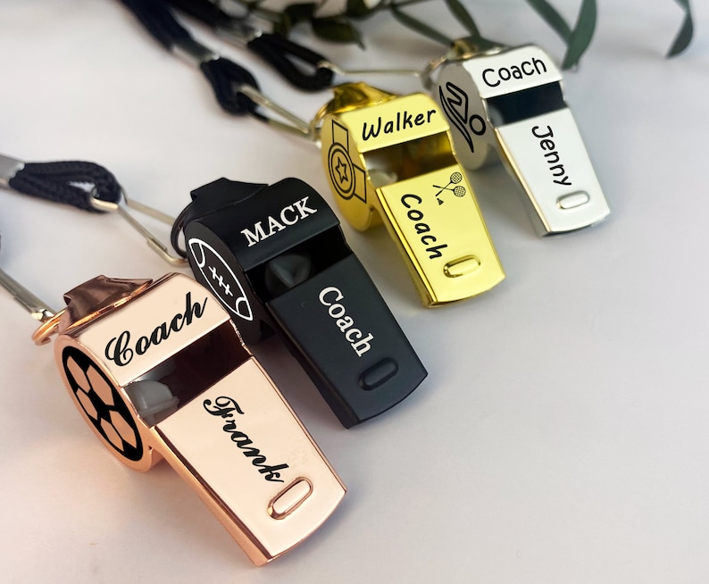 Personalized Sport Gift for Coach,Personalized Whistle Necklace,Custom Coach Whistle,Engraved Stainless Coach Whistle custom Teacher Gift image 2