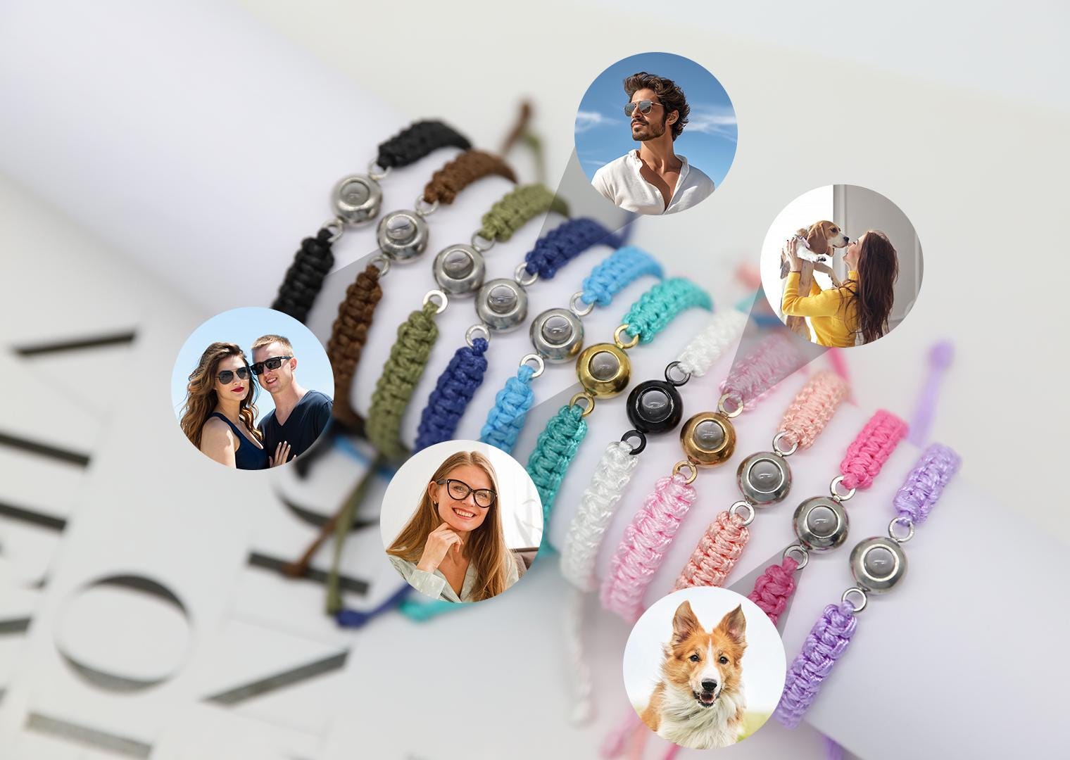 Custom Woven Projection Bracelet,Woven Cord with Custom Image or Message,Photo Memorial Gifts,Handcrafted Bracelet,Unique Gift for Him/Her