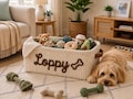 Personalized Dog Toy Basket with Name,Pet Storage Bin for Toys Treats & Accessories,Custom Pet Storage Organizer Bin