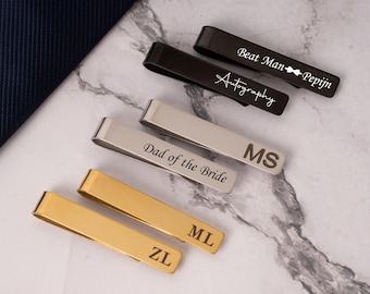 Personalisierte Krawattenklammer mit Gravur Groomsmen Krawattenklammer Name Vater der Braut Geschenk Edelstahl / Geschenk für Freund oder Ehemann /Hochzeitskrawatte