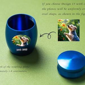 Urna med tassavtryck för husdjur - Anpassat graverat namn och foto - Mini askbehållare för hund/katt - Minnessak för kremering - Liten metallurna