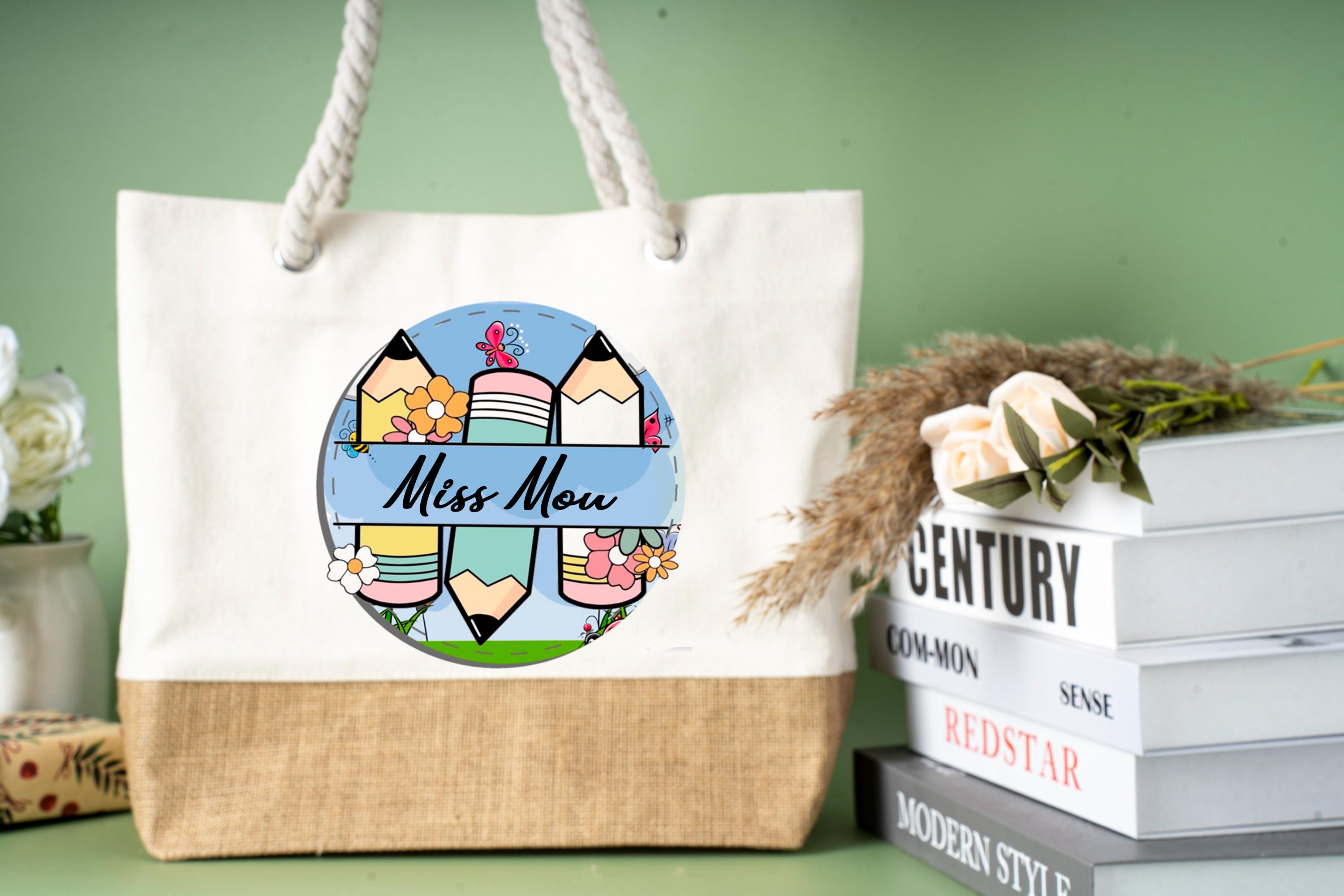 Custom Teacher Tote Bag Canvas and Burlap Personalized for Teachers ...