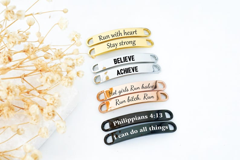 Custom Running Shoe Tags,Shoe Tag ID for Runners & Cyclists,Metal Shoe Lace Charms,Running Gift,Marathon Gift,Shoe Accessories,Shoe Bar image 1