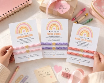First Day of Kindergarten Bracelet, Gift for First Day of First Grade, Family Bracelets, Heart Bracelets, Girls Gifts,Mom And Me Bracelets.