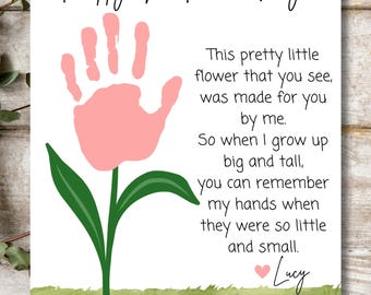 Mothers Day Handprint Printable | Moms Day Flower Craft | Instant Download | Handprint Art | Printable Keepsake | DIY Mother's Day Craft