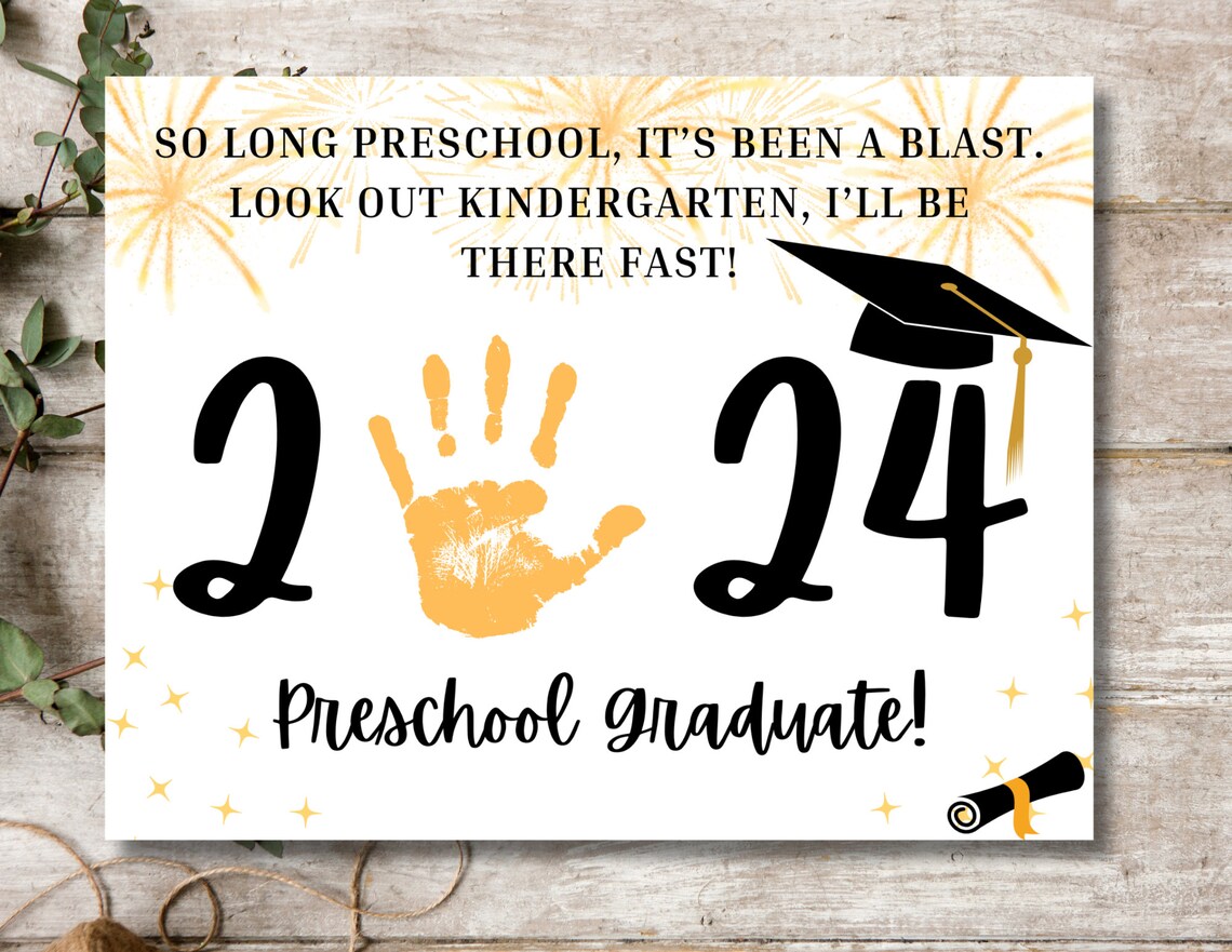 Preschool Graduation Handprint Craft Printable Prek Graduation Craft ...