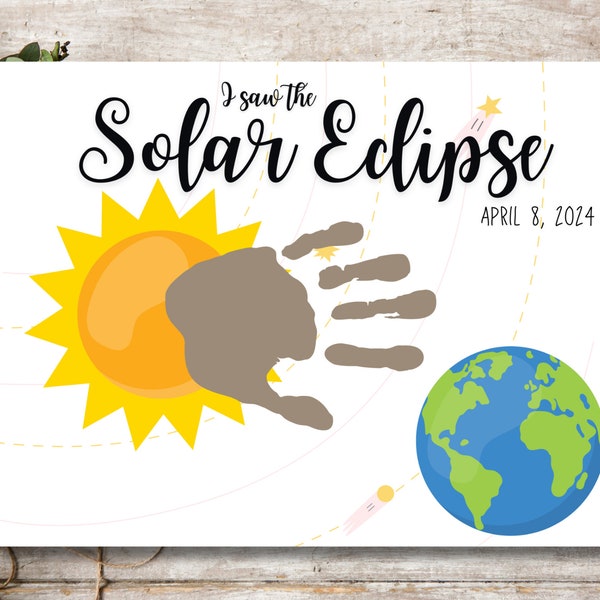 Solar Eclipse Handprint Craft Printable | Eclipse 2024 Craft | Instant Download | Handprint Art | Printable Keepsake | DIY Kid Eclipse Craft