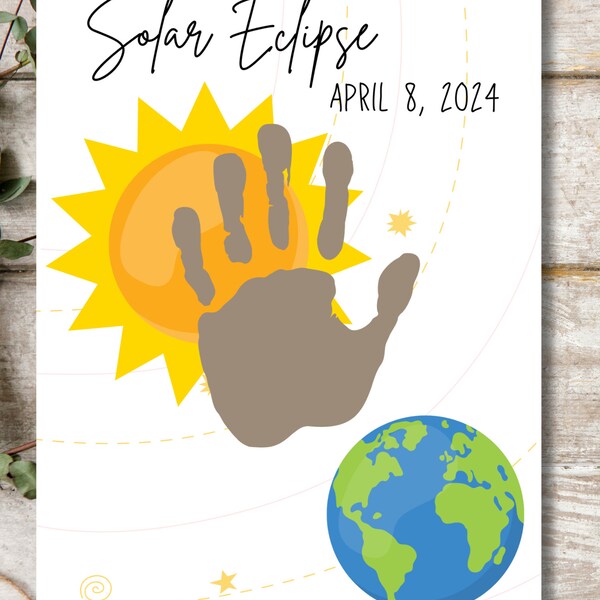 Solar Eclipse 2024 Handprint Craft Printable | Eclipse Craft | Instant Download | Handprint Art | Printable Keepsake | DIY Kid Eclipse Craft