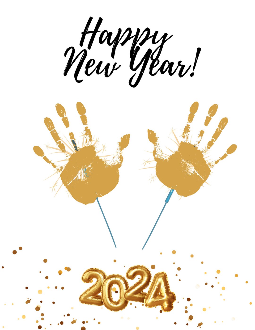 New Year 2024 Handprint Printable Handprint Template Happy New Year