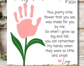 Mothers Day Handprint Printable | Moms Day Flower Craft | Instant Download | Handprint Art | Printable Keepsake | DIY Mother's Day Craft