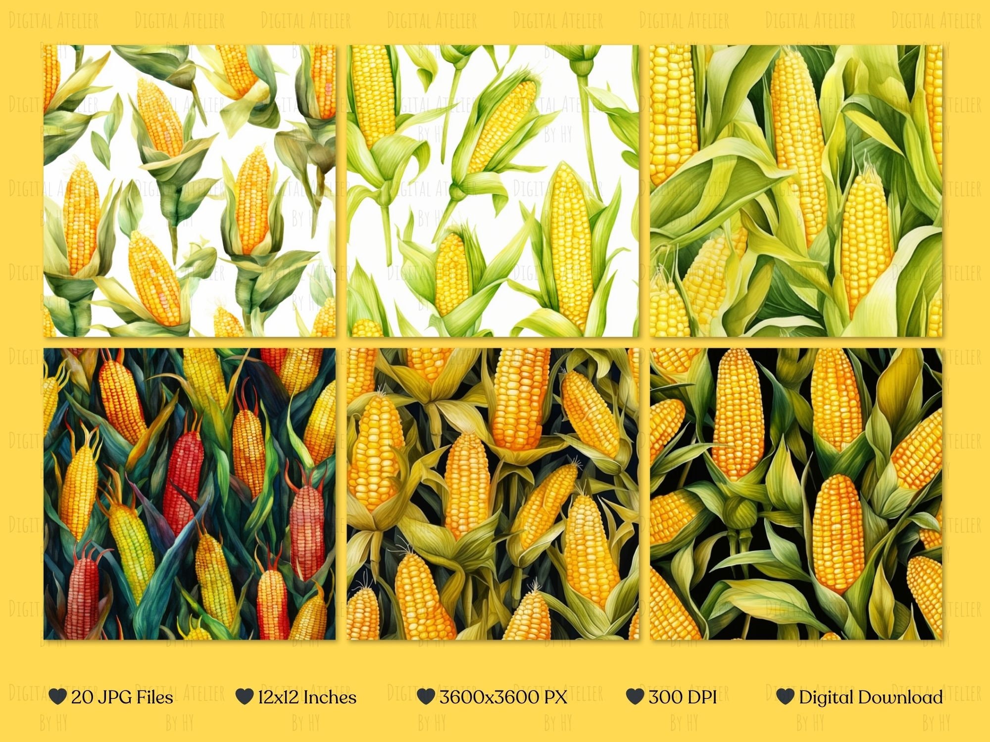 Seamless Corn Digital Paper Pack. Digital Download. - Etsy