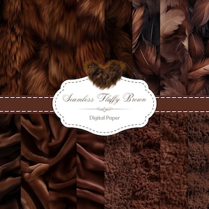 Seamless Fluffy Fur Texture Brown Digital Paper Pack. Digital Download.
