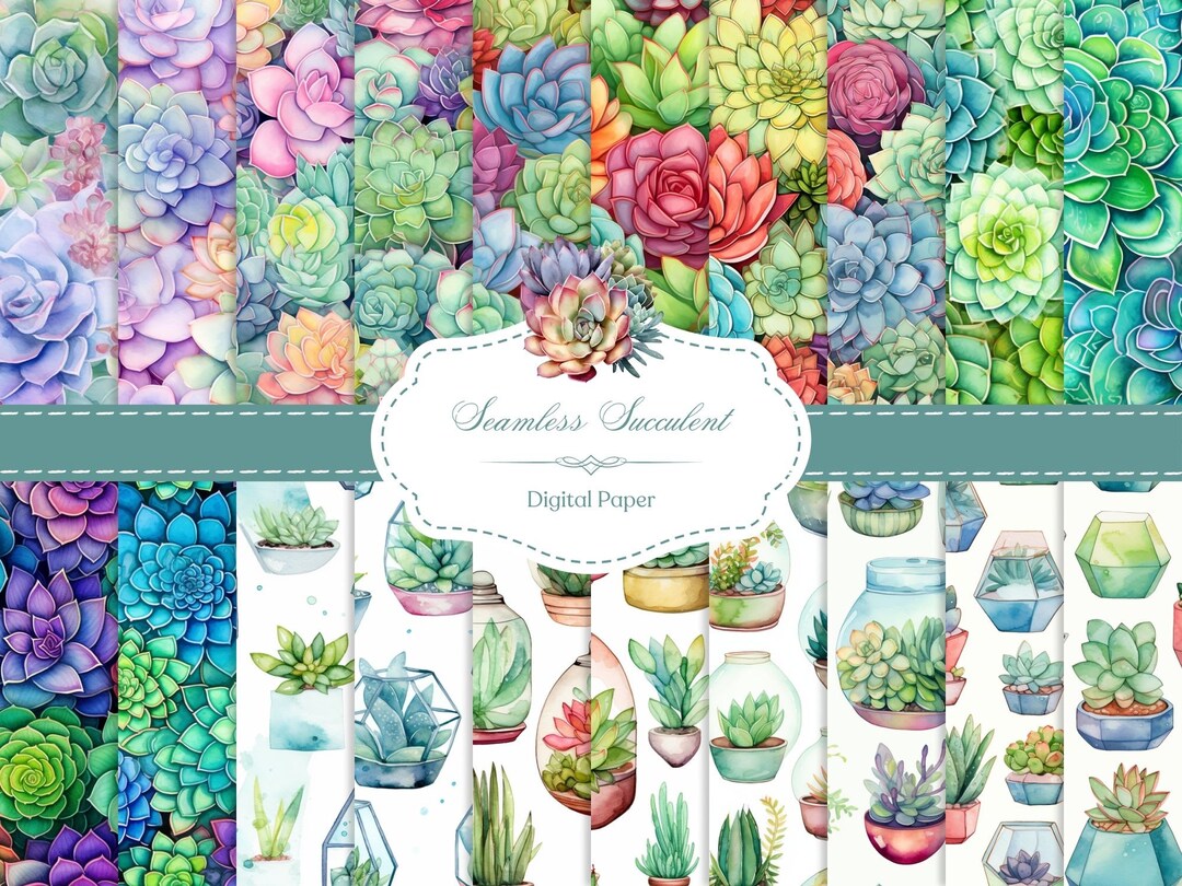 Seamless Succulent Digital Paper Pack. Digital Download. - Etsy