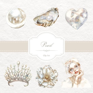 Birthstone Clipart. June Pearl. PNG. Digital Download.