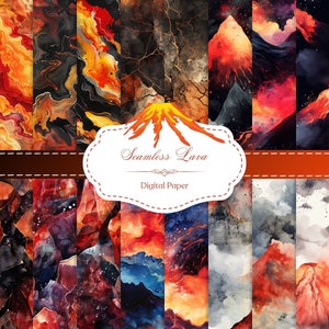Seamless Lava Volcano Digital Paper Pack. Digital Download.