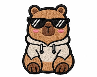 Capybara Embroidered Patch, Cute Animal Iron-On or Sew-On Patch for Jackets, Backpacks and Bags