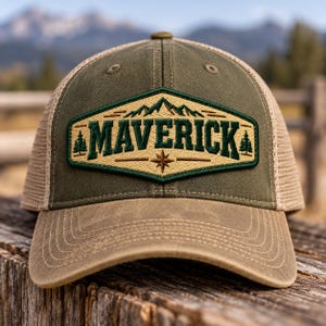 Custom Name Patch, Personalized Embroidered Mountain Patch, Iron On or Sew On Patch for Hat, Backpack, Jacket, Hiking Camping Gift
