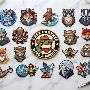 Patch de sapo cowboy, patch bordado de sapo engraçado, patch termocolante estilo faroeste, emblema fofo de animal para jaqueta, mochila ou chapéu, presente para amante de sapos