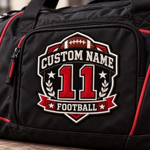 Custom Football Patch, Personalized Name Number Embroidered Patch, Iron On Sew On Velcro Patch, Jersey Number Sports Team Gift