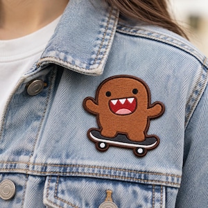Niedlicher Monster-Skateboard-Aufnäher, gestickter Aufnäher zum Aufbügeln, Skater-Rucksack-Aufnäher, lustiger Jackenaufnäher, süßes Geschenk für Kinder und Jugendliche