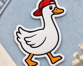 Cute Duck Embroidered Patch, Iron-On or Sew-On Animal Badge