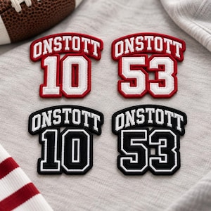 Custom Varsity Name Number Patch, Personalized Sports Embroidered Patch, Jersey Number Badge, Iron On or Sew On Patch