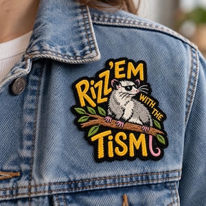 Funny Opossum Patch, Possum Embroidered Iron On Patch, Meme Animal Patch for Jacket Backpack Hat, Quirky Possum Lover Gift