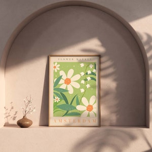 Amsterdam Poster Wandkunst, Blumenmarkt Print, Digital Download Florale Kunstdrucke, Blumenmarkt Poster, botanische Wandkunst, gallery art