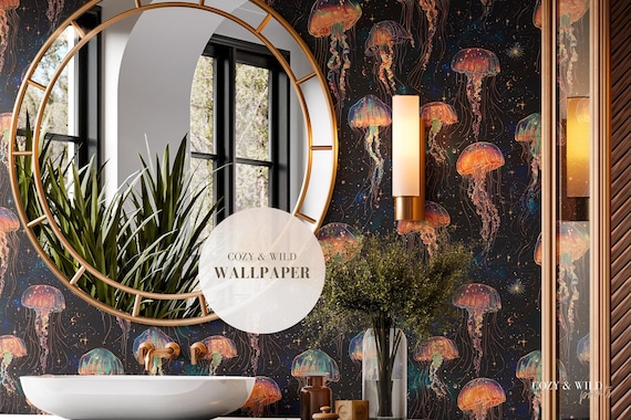 Jellyfish Wallpaper: Ocean Print, Peel and Stick, Removable