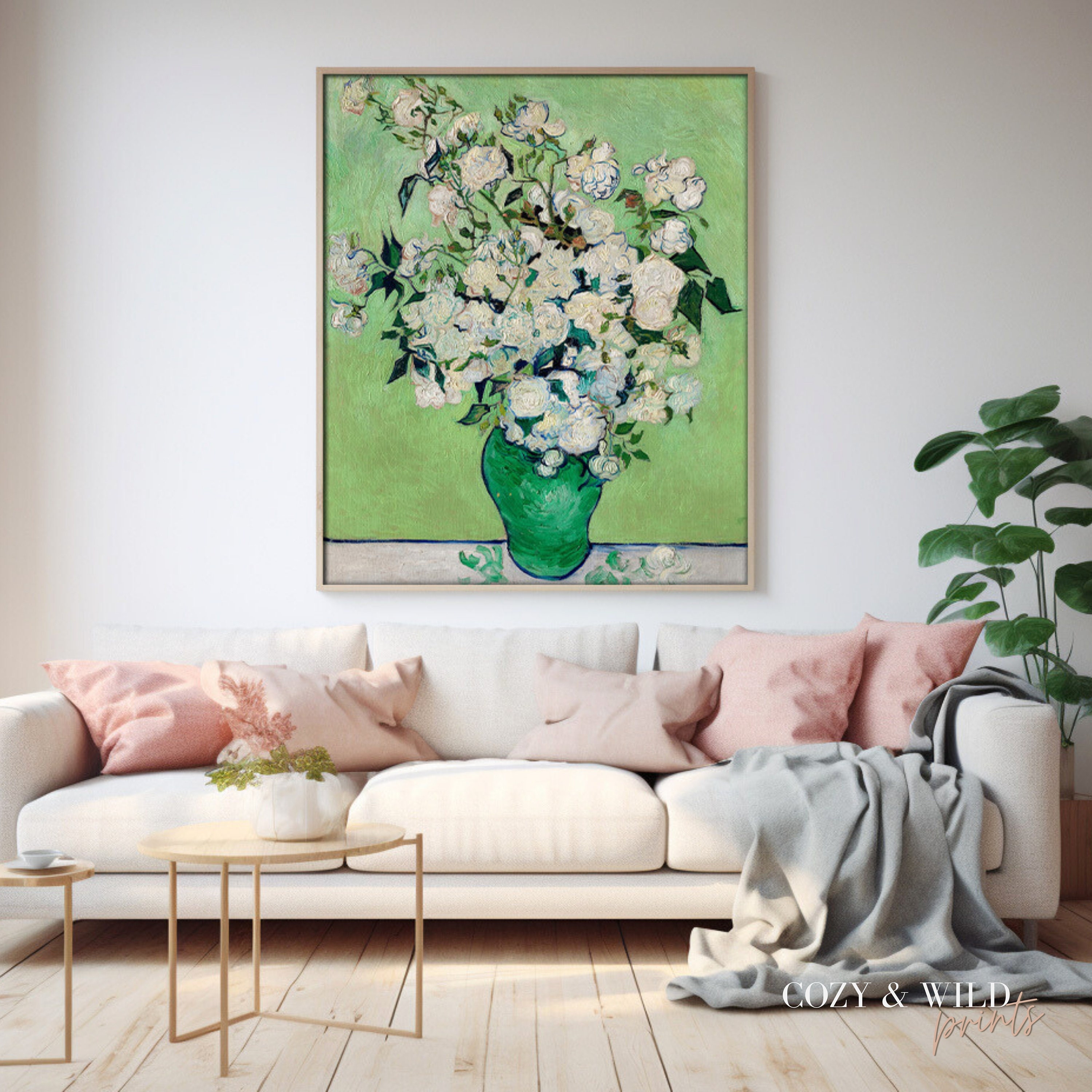 White Roses Art Print: Vintage French Country Painting (digital ...