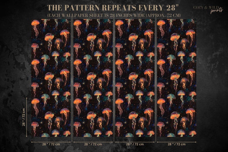Pattern example of the jellyfish wallpaper peel and stick