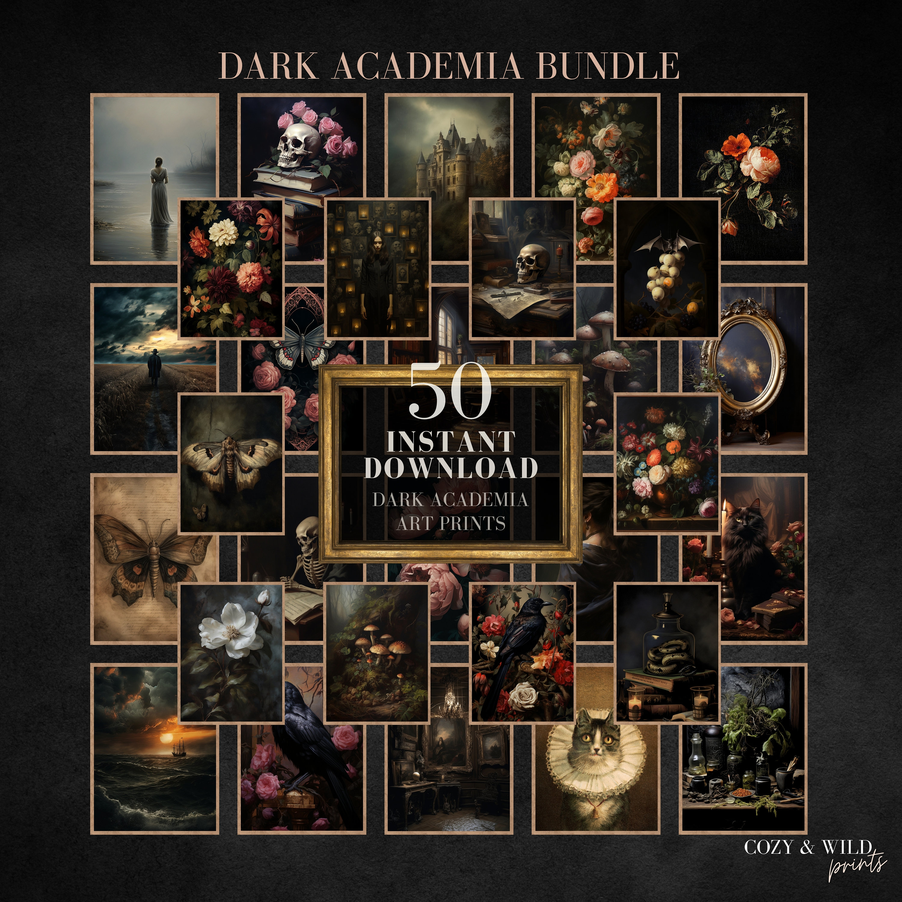 Dark Academia Art Prints: Vintage Gallery Wall Set of 50 (digital ...