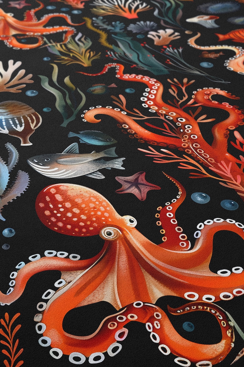 Close up of Octopi wallpaper ocean print