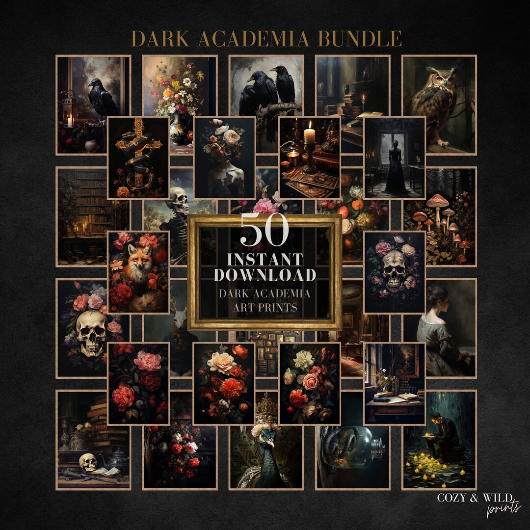 Dark Academia Gallery Wall Art Prints: Moody Botanical Set (digital ...