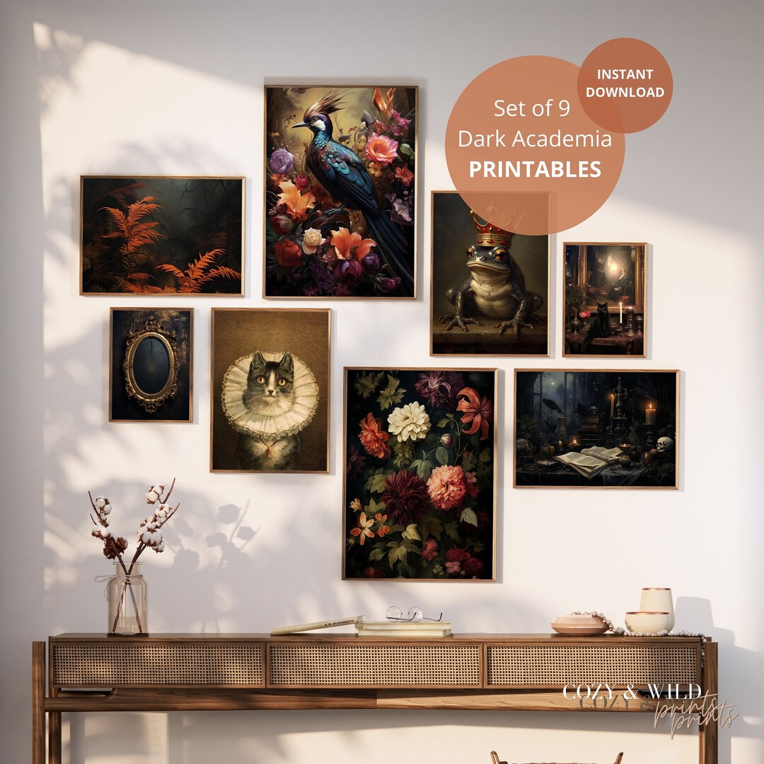 Dark Academia Art Prints: Moody Vintage Gallery Wall Set (digital ...