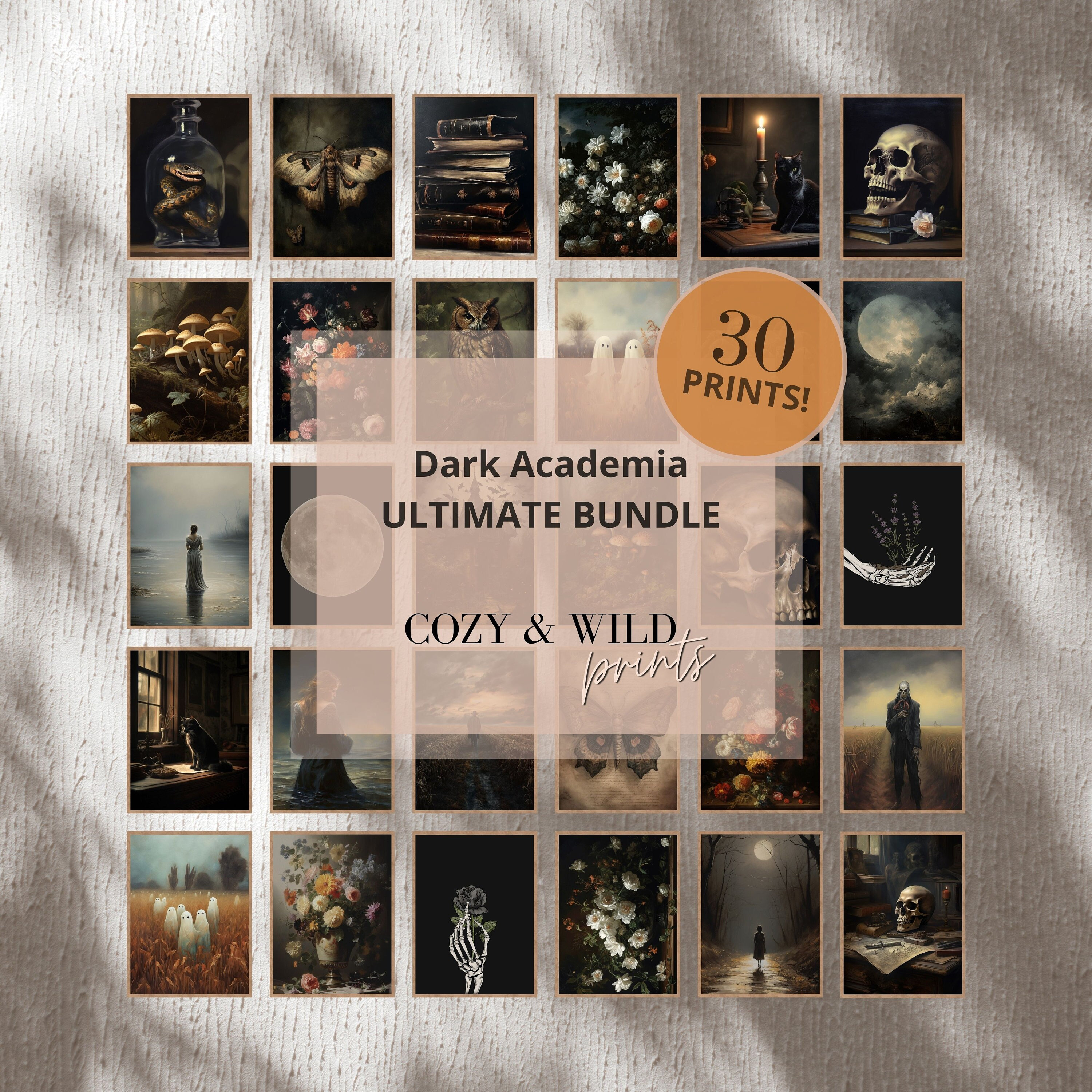 Dark Academia Wall Art Prints: Vintage Halloween Decor (set of 30 ...