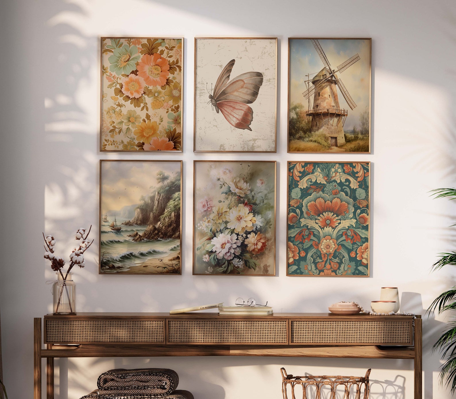 Printable Vintage Gallery Wall Art Antique Prints Warm - Etsy