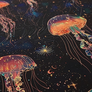 Black wallpaper with colorful Jellyfish