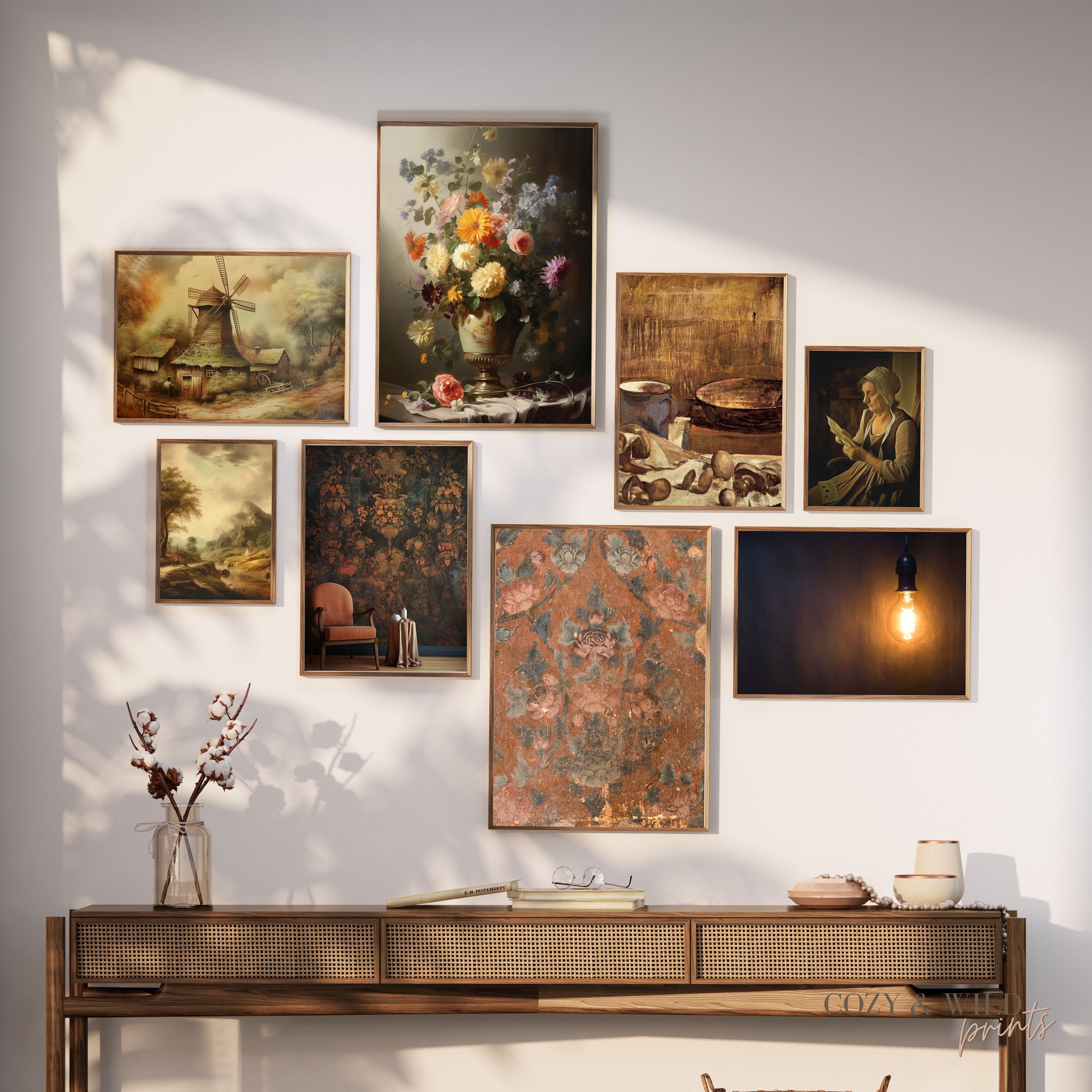 Printable Vintage Gallery Wall Art, Antique Prints Warm Aesthetic Decor ...