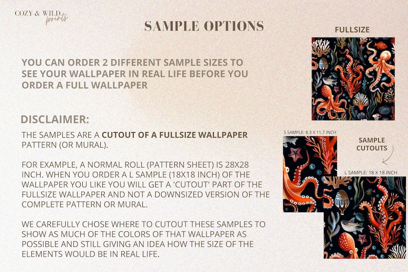 Wallpaper sample in two different sizes