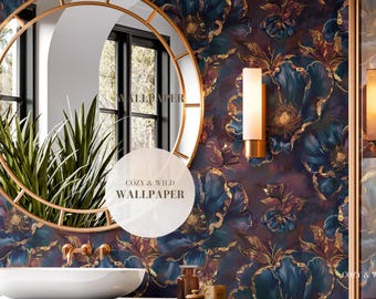 Blue Floral Peel and Stick Wallpaper: Victorian Inspired Home Decor