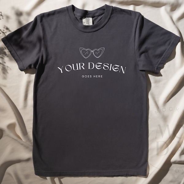 Graphite Comfort Colors 1717 Mockup | T Shirt Mockup | Comfort Colors Mockup | Flatlay Mockup | Soft Shadows Collection