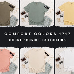 Comfort Colors 1717 Mockup Bundle | T Shirt Mockups | Comfort Colors Mockups | Flatlay Mockups | Luxury Linen Collection