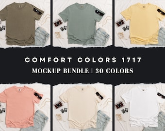 Comfort Colors 1717 Mockup Bundle | T Shirt Mockups | Comfort Colors Mockups | Flatlay Mockups | Luxury Linen Collection