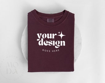 Berry Comfort Colors 1717 Mockup | Folded T Shirt Mock Up | Comfort Colors Mock-up | Flatlay Mockup | Unisex Folded Mock-Ups