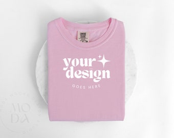 Maquette Blossom Comfort Colors 1717 | Maquette de t-shirt plié | Maquette couleurs confort | Maquette à plat | Maquettes pliées unisexes