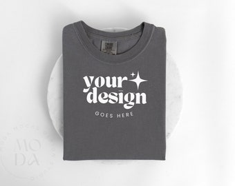 Gray Comfort Colors 1717 Mockup | Folded T Shirt Mock Up | Comfort Colors Mock-up | Flatlay Mockup | Unisex Folded Mock-Ups