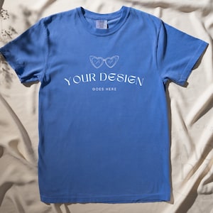 Flo Blue Comfort Colors 1717 Mockup | T Shirt Mockup | Comfort Colors Mockup | Flatlay Mockup | Soft Shadows Collection