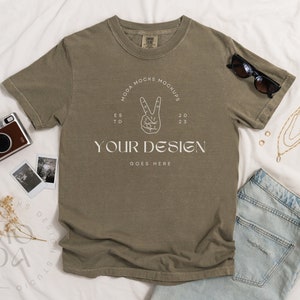 Khaki Comfort Colors 1717 Mockup | T Shirt Mockup | Comfort Colors Mockup | Flatlay Mockup | Luxus Leinen Kollektion