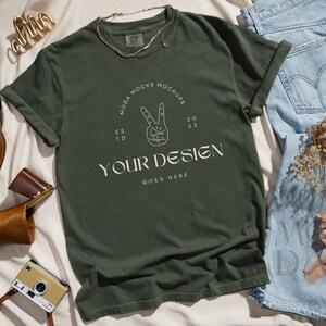 Hemp Comfort Colors 1717 Mockup | T Shirt Mockup | Comfort Colors Mockup | Flatlay Mockup | Neutral Styled Collection